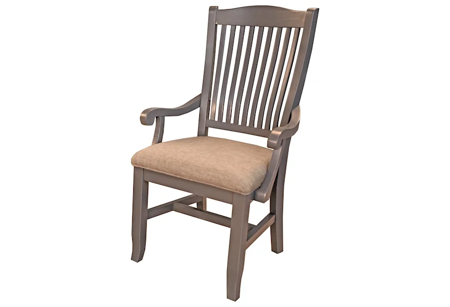 Port Townsend Slatback Arm Chair with Upholstered Seat by AAmerica at Esprit Decor Home Furnishings